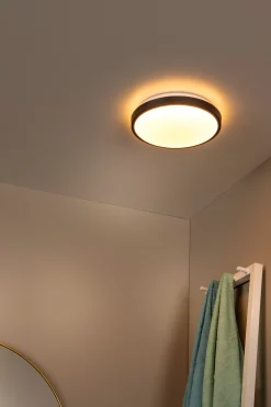 DASHER - Plafonnière Badkamer - Ø 29,3 cm - LED - 1x12W 2700K - IP44 - Beweging & dag/nacht sensor - Zwart*Lucide Clearance