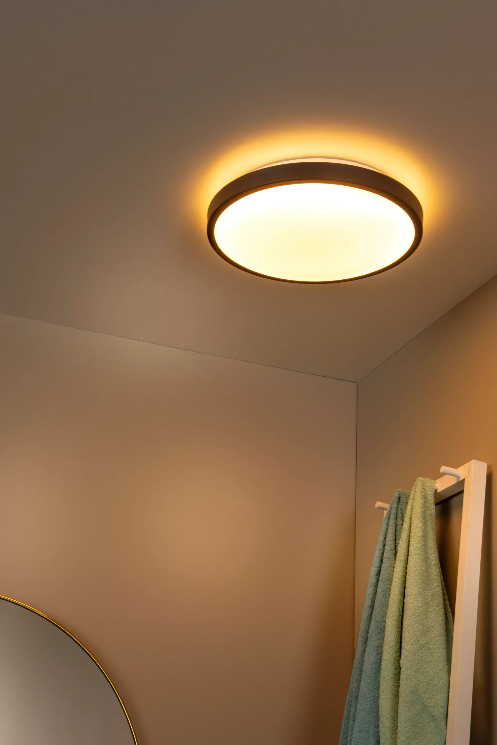 DASHER - Plafonnière Badkamer - Ø 41 cm - LED - 1x24W 2700K - IP44 - Beweging & dag/nacht sensor - Zwart*Lucide Discount