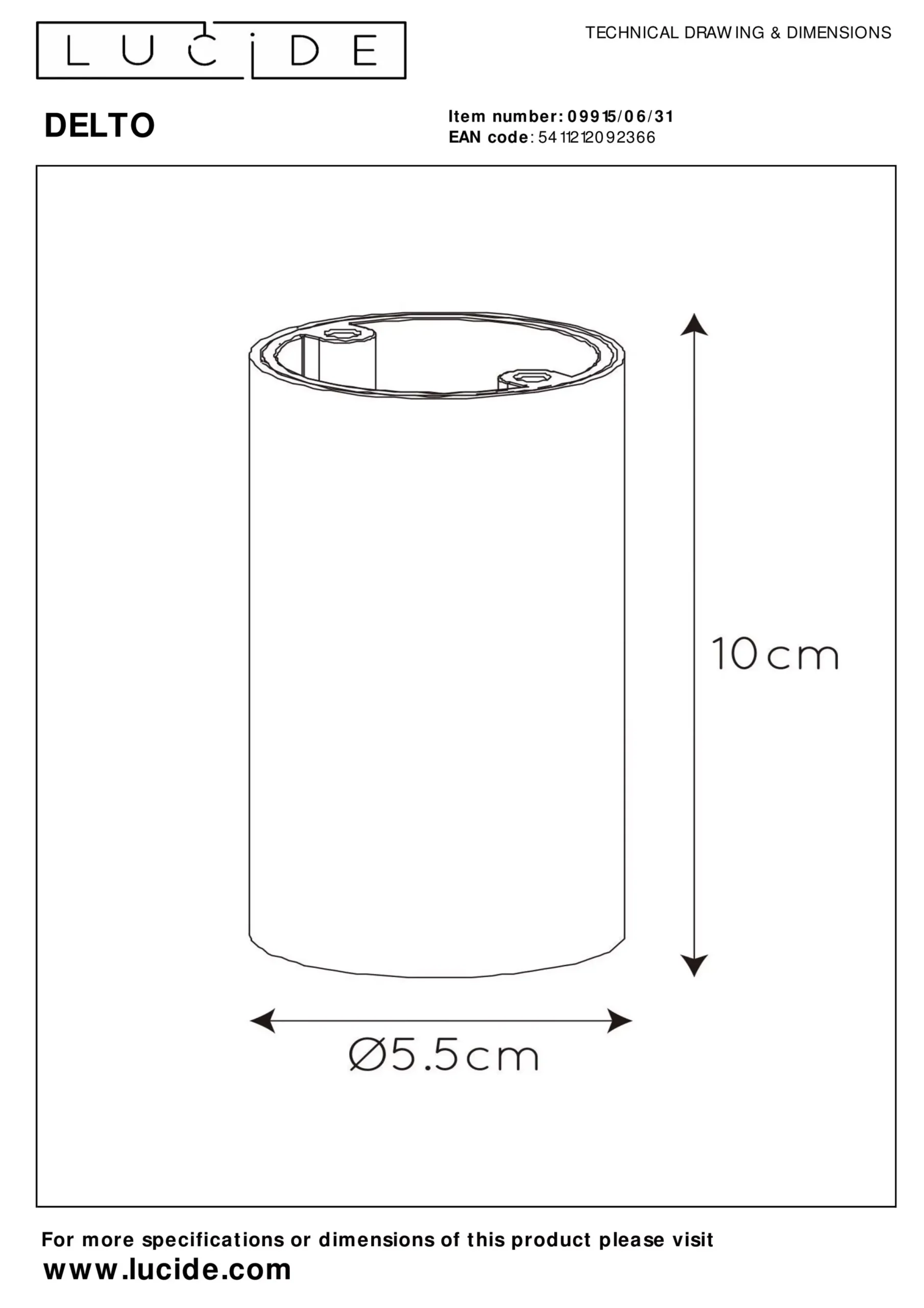 DELTO - Plafondspot - Ø 5,5 cm - LED Dim to warm - GU10 - 1x5W 2200K/3000K - Wit*Lucide Clearance