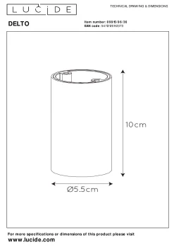 DELTO - Plafondspot - Ø 5,5 cm - LED Dim to warm - GU10 - 1x5W 2200K/3000K - Grijs*Lucide Hot