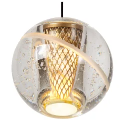 DILENKO - Hanglamp - Ø 14 cm - LED - 1x4,2W 2700K - Mat Goud / Messing*Lucide Hot