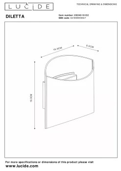 DILETTA - Wandlamp - 1xG9 - Mat Goud / Messing*Lucide Discount