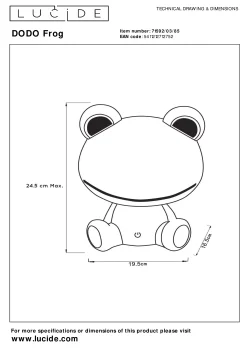 DODO FROG - Tafellamp Kinderkamer - LED 3 StepDim - 3x3W 4000K - Groen*Lucide Store