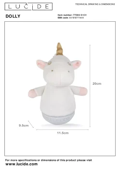 DOLLY - Tafellamp Kinderkamer - Batterijen - LED - 1x3W 2700K - Met muziekfunctie - Wit*Lucide Outlet