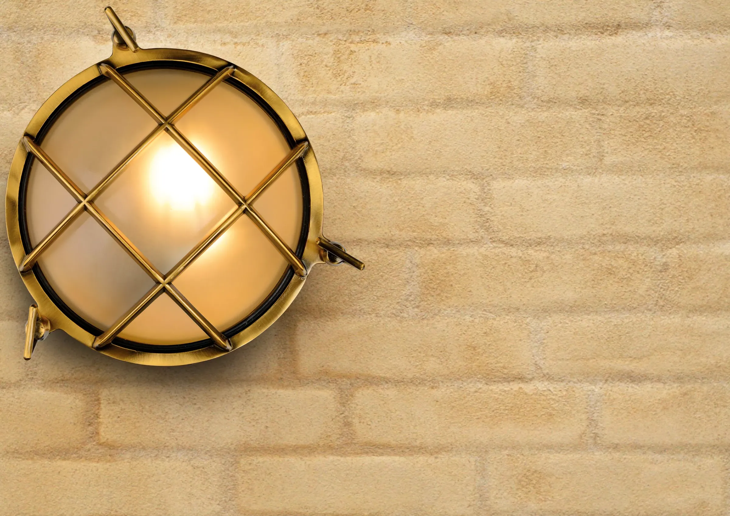 DUDLEY - Wandlamp Binnen/Buiten - Ø 22 cm - 1xE27 - IP65 - Mat Goud / Messing*Lucide Online