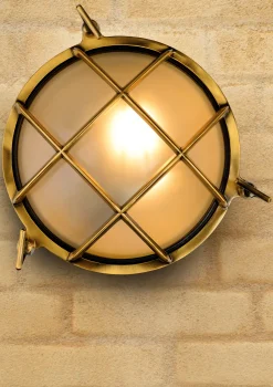 DUDLEY - Wandlamp Binnen/Buiten - Ø 22 cm - 1xE27 - IP65 - Mat Goud / Messing*Lucide Online