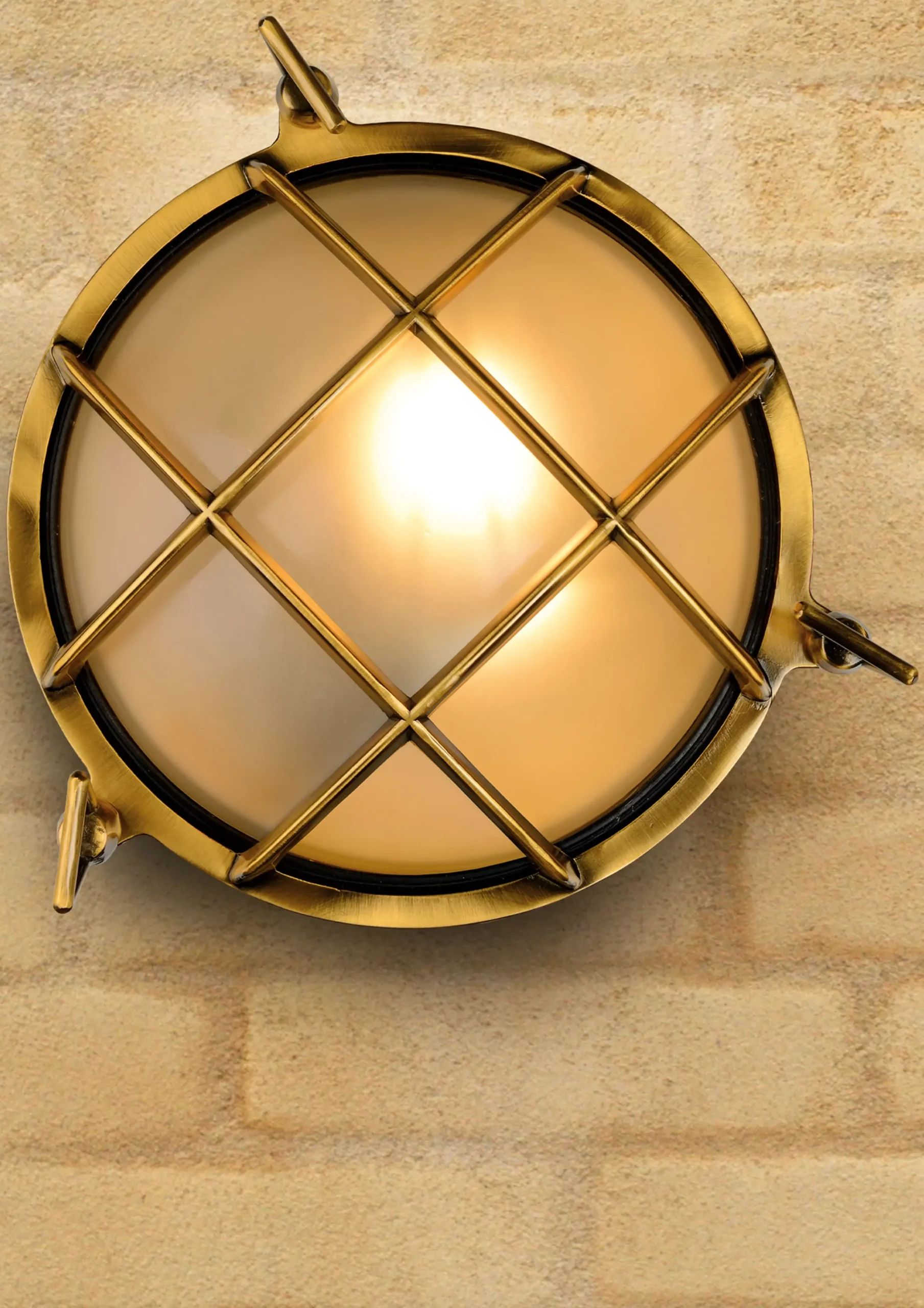 DUDLEY - Wandlamp Binnen/Buiten - Ø 22 cm - 1xE27 - IP65 - Mat Goud / Messing*Lucide Online