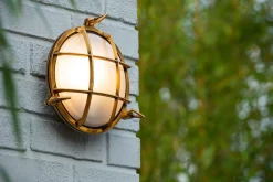 DUDLEY - Wandlamp Binnen/Buiten - Ø 22 cm - 1xE27 - IP65 - Mat Goud / Messing*Lucide Online