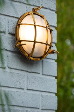 DUDLEY - Wandlamp Binnen/Buiten - Ø 22 cm - 1xE27 - IP65 - Mat Goud / Messing*Lucide Online