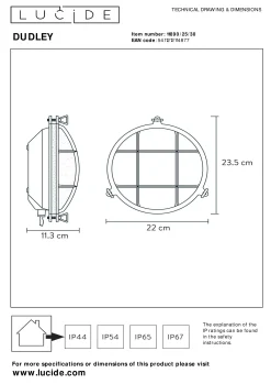 DUDLEY - Wandlamp Binnen/Buiten - Ø 22 cm - 1xE27 - IP65 - Zwart*Lucide Best