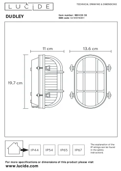 DUDLEY - Wandlamp Binnen/Buiten - 1xE27 - IP65 - Zwart*Lucide Best