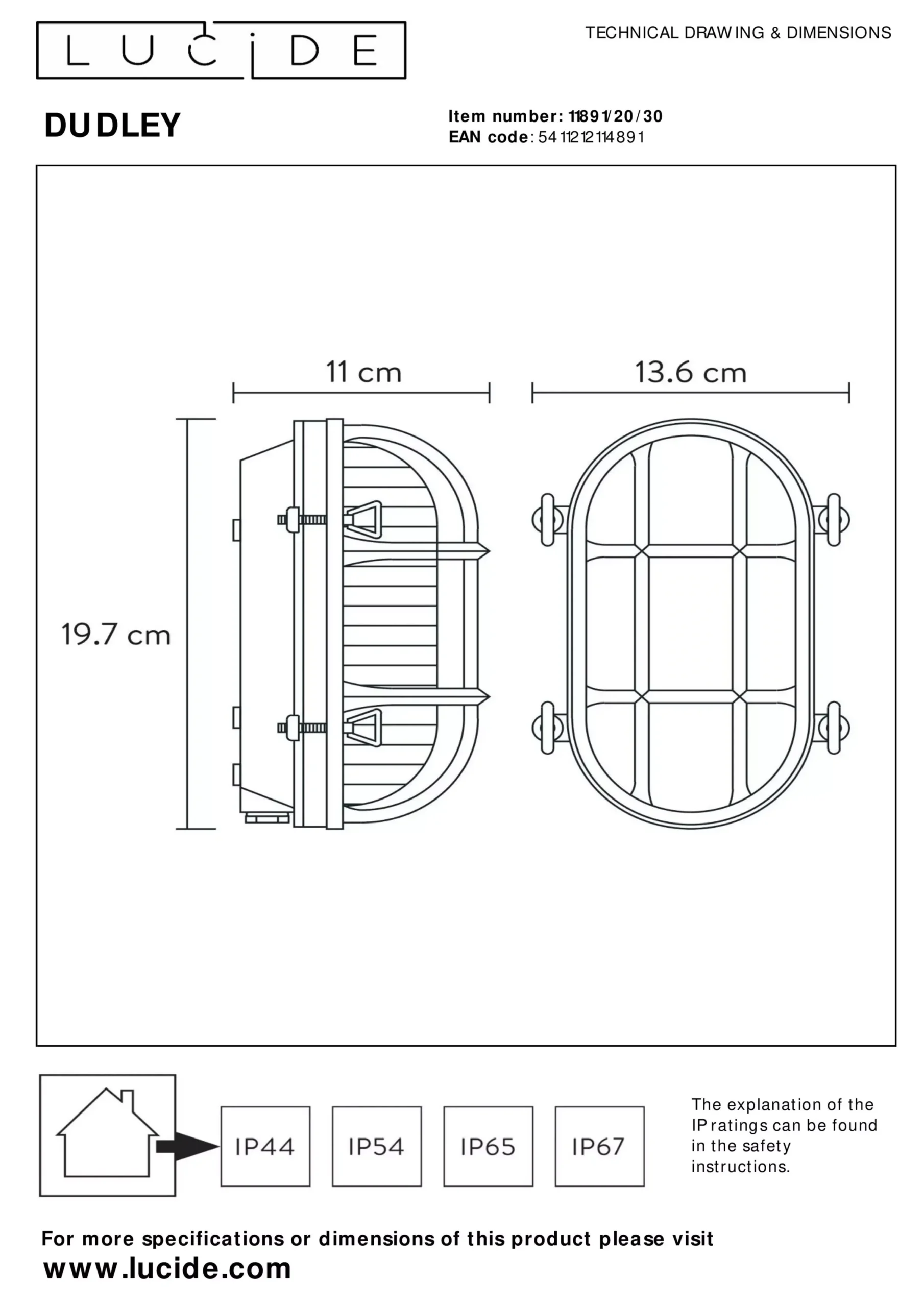 DUDLEY - Wandlamp Binnen/Buiten - 1xE27 - IP65 - Zwart*Lucide Best