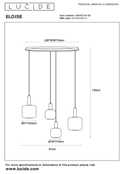 ELOISE - Hanglamp - 4xE27 - Zwart*Lucide Flash Sale