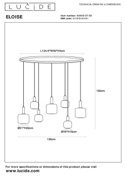 ELOISE - Hanglamp - 7xE27 - Zwart*Lucide Outlet