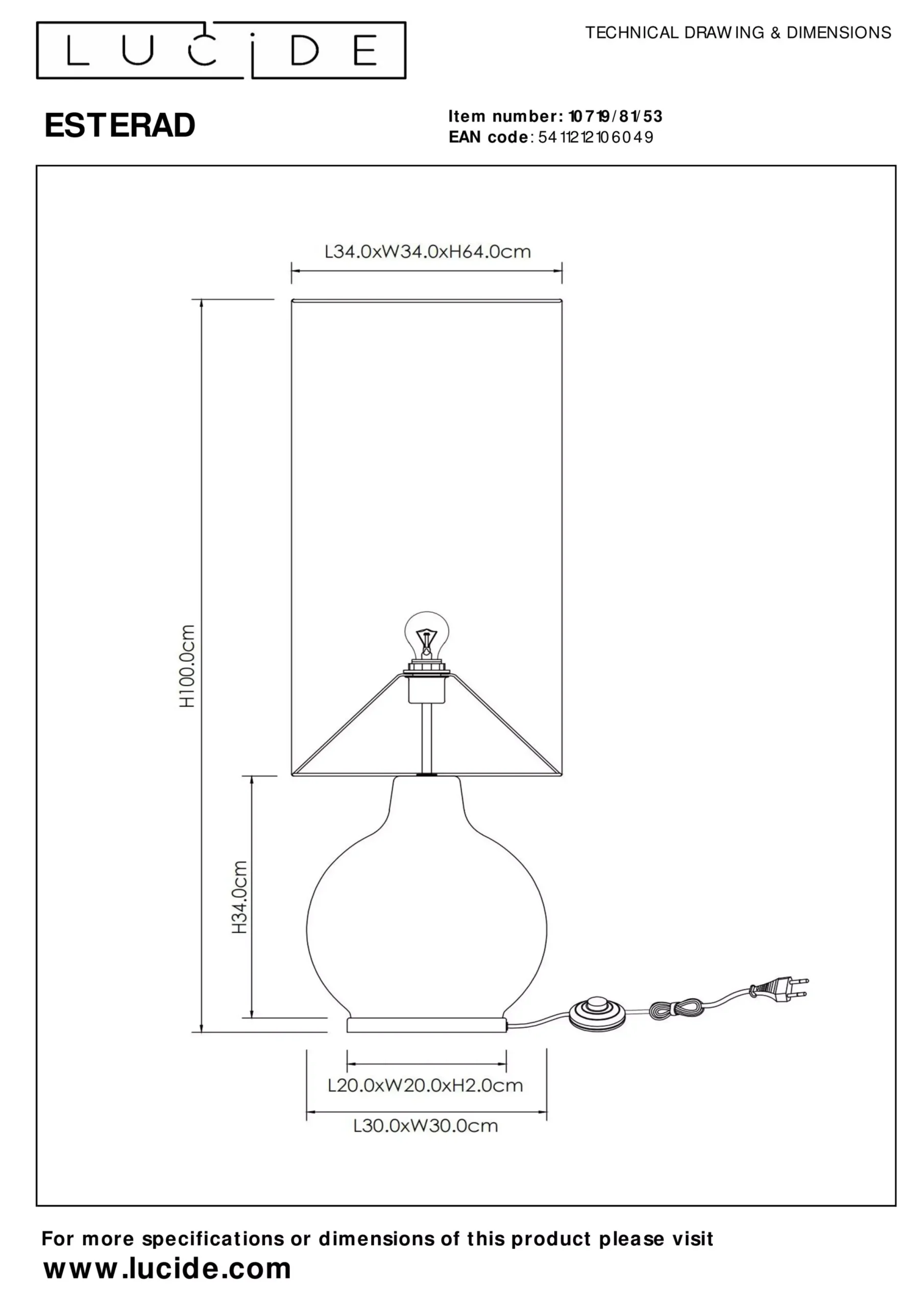 ESTERAD - Vloerlamp - Ø 34 cm - 1xE27 - Oranje*Lucide Hot
