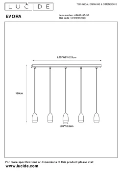 EVORA - Hanglamp - Ø 10 cm - 5xGU10 - Zwart*Lucide Sale