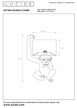 EXTRAVAGANZA CHIMP - Tafellamp - Ø 30 cm - 1xE14 - Zwart*Lucide Best
