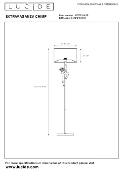 EXTRAVAGANZA CHIMP - Vloerlamp - Ø 35 cm - 1xE27 - Zwart*Lucide Outlet