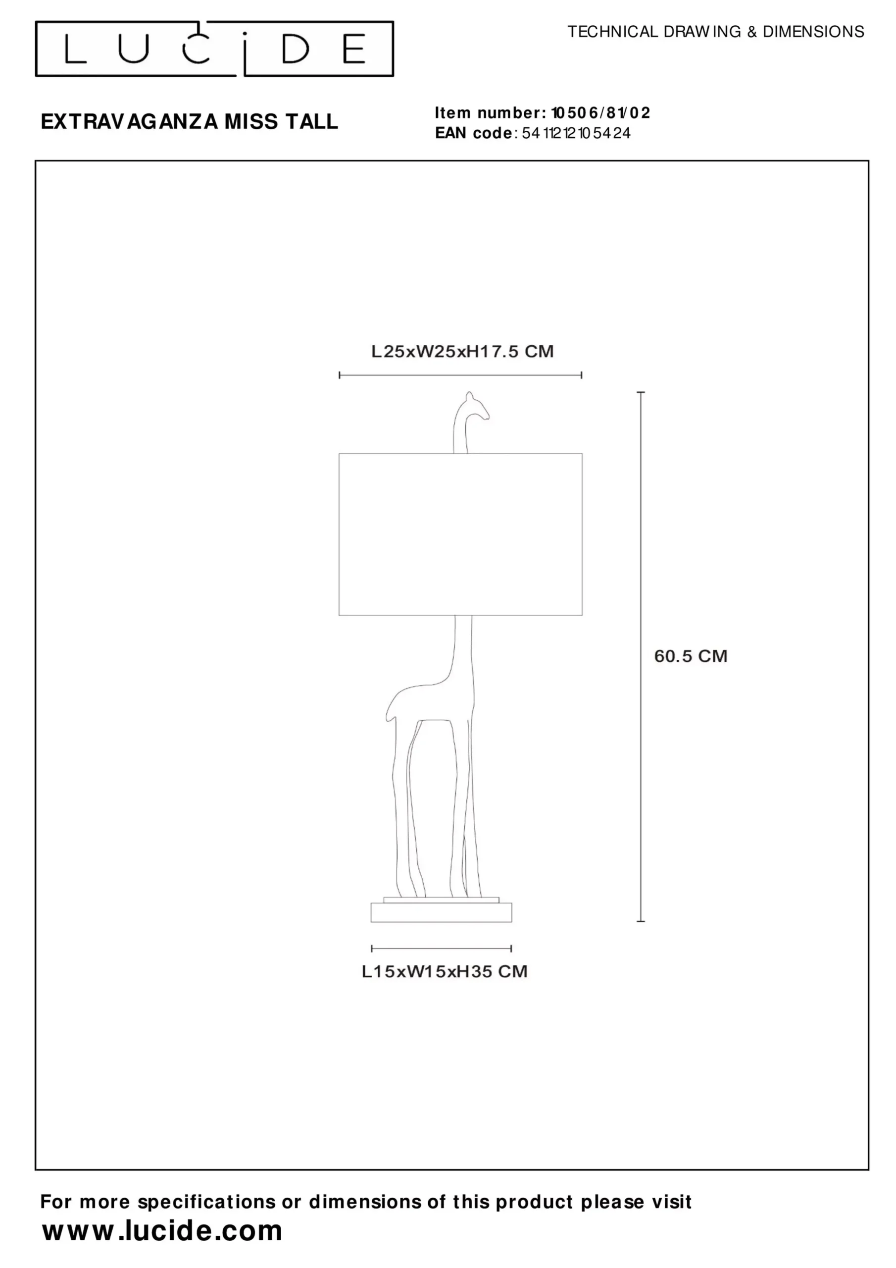 EXTRAVAGANZA MISS TALL - Tafellamp - Ø 25 cm - 1xE27 - Mat Goud / Messing*Lucide Cheap