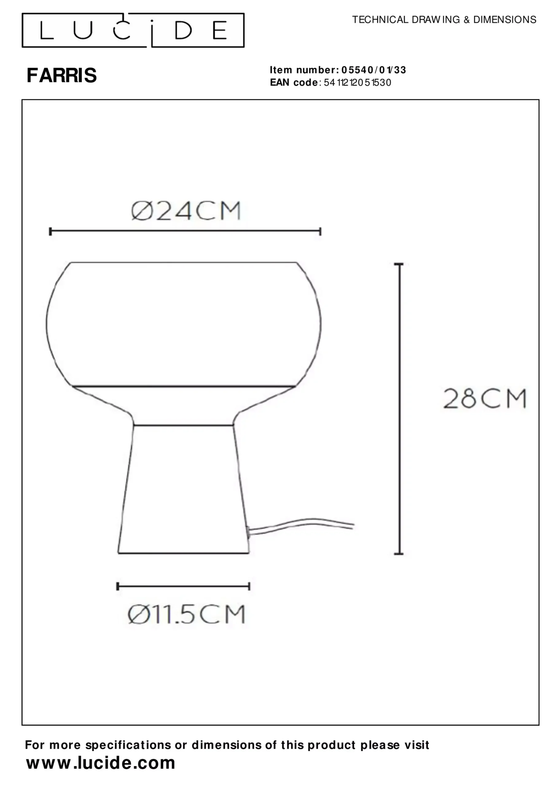 FARRIS - Tafellamp - 1xE27 - Groen*Lucide Best