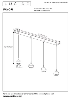 FAVORI - Hanglamp - 4xGU10 - Zwart*Lucide Shop