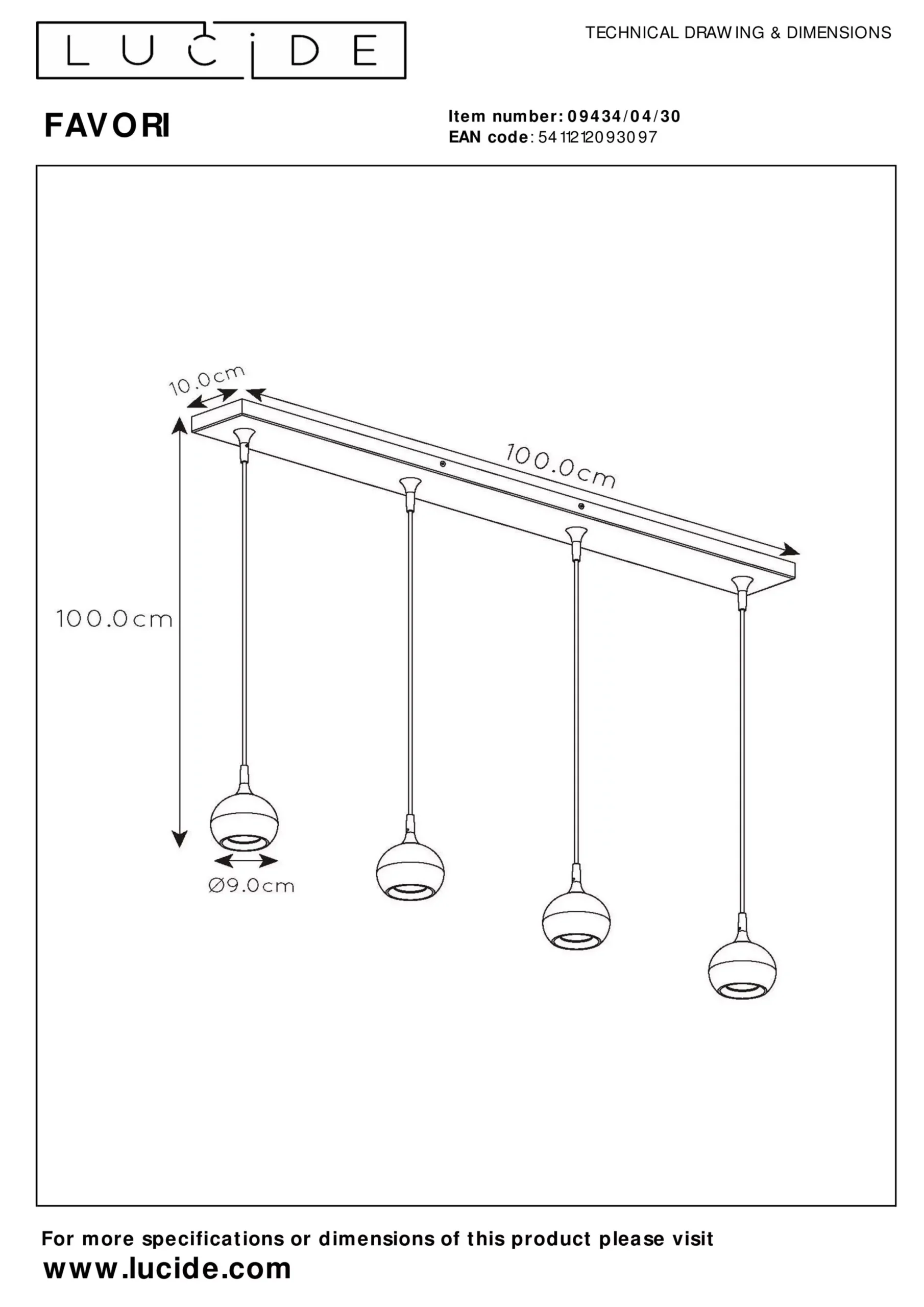 FAVORI - Hanglamp - 4xGU10 - Zwart*Lucide Shop