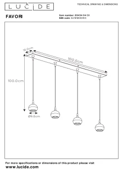 FAVORI - Hanglamp - 4xGU10 - Wit*Lucide Cheap