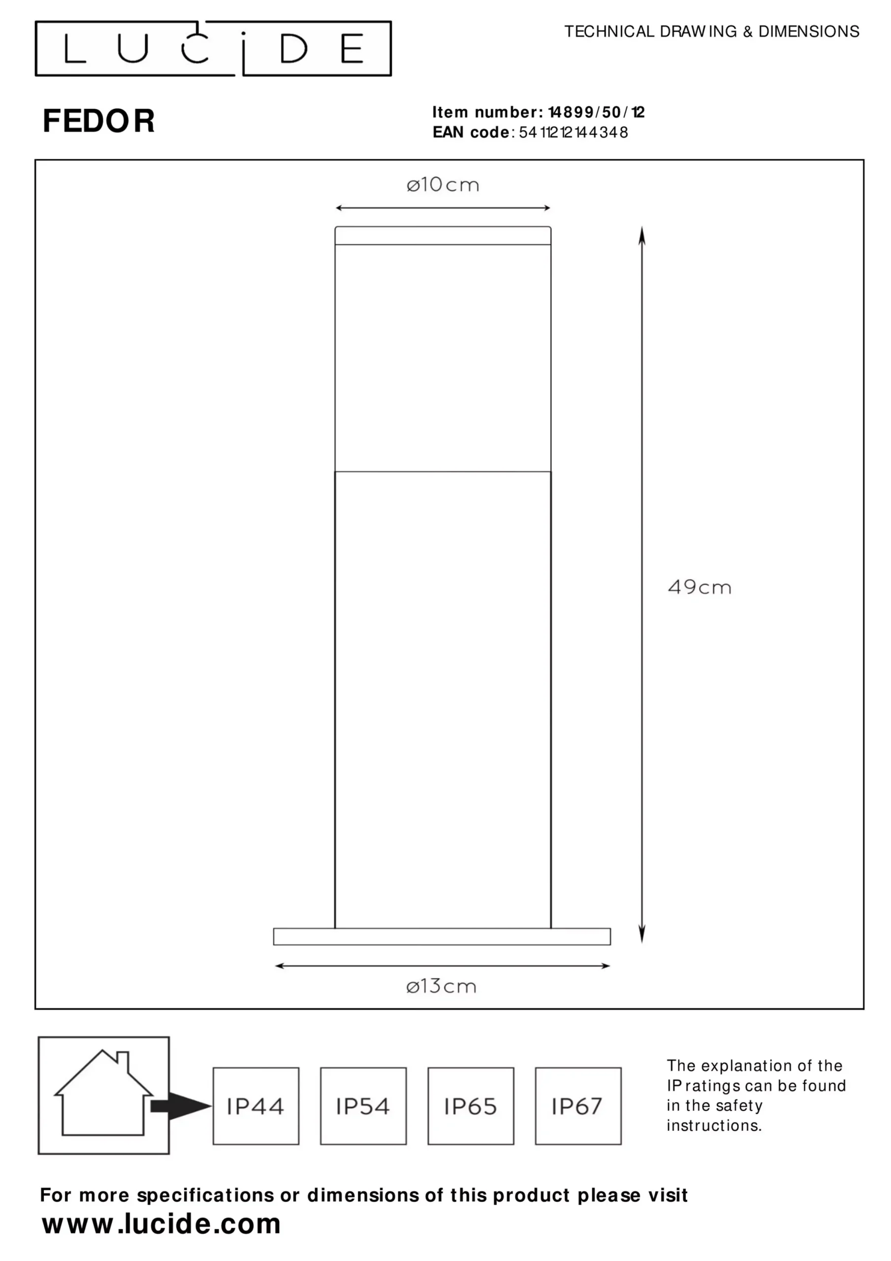 FEDOR - Sokkellamp - 1xE27 - IP44 - Mat chroom*Lucide Outlet
