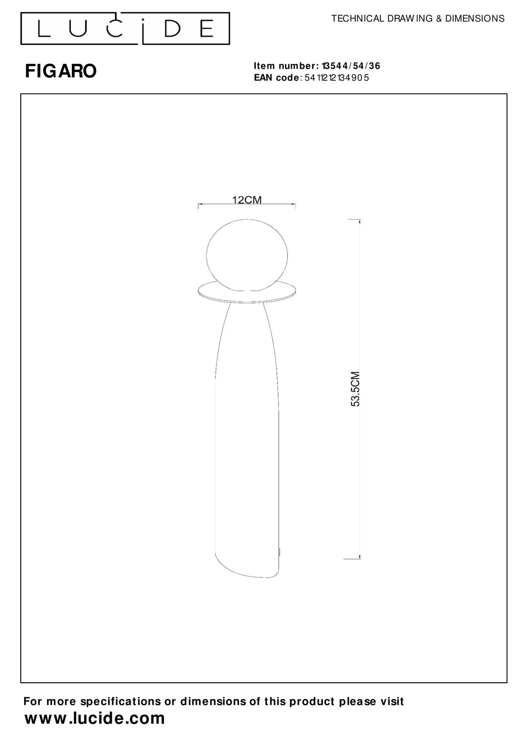 FIGARO - Tafellamp - Ø 12 cm, H 53,5cm - 1xG9 - Grijs*Lucide Clearance
