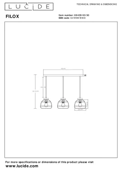 FILOX - Hanglamp - 3xE27 - Zwart*Lucide New