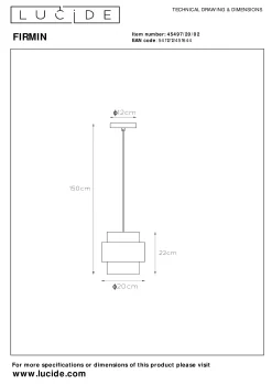 FIRMIN - Hanglamp - Ø 20 cm - 1xE27 - Mat Goud / Messing*Lucide Cheap