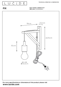 FIX - Wandlamp - 1xE27 - Wit*Lucide Fashion