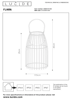FJARA - Oplaadbare Tafellamp Binnen/Buiten - Accu/Batterij - Ø 17,5 cm - LED Dim to warm - 1x0,3W 2800K/3200K - IP44 - Zwart*Lucide Best