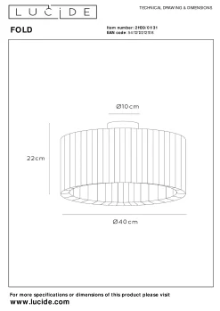 FOLD - Plafonnière - Ø 40 cm - 1xE27 - Wit*Lucide Cheap