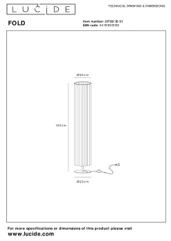 FOLD - Vloerlamp - Ø 20 cm - 2xE27 - Wit*Lucide Discount