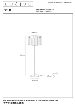 FOLD - Vloerlamp - Ø 45 cm - 1xE27 - Wit*Lucide Flash Sale