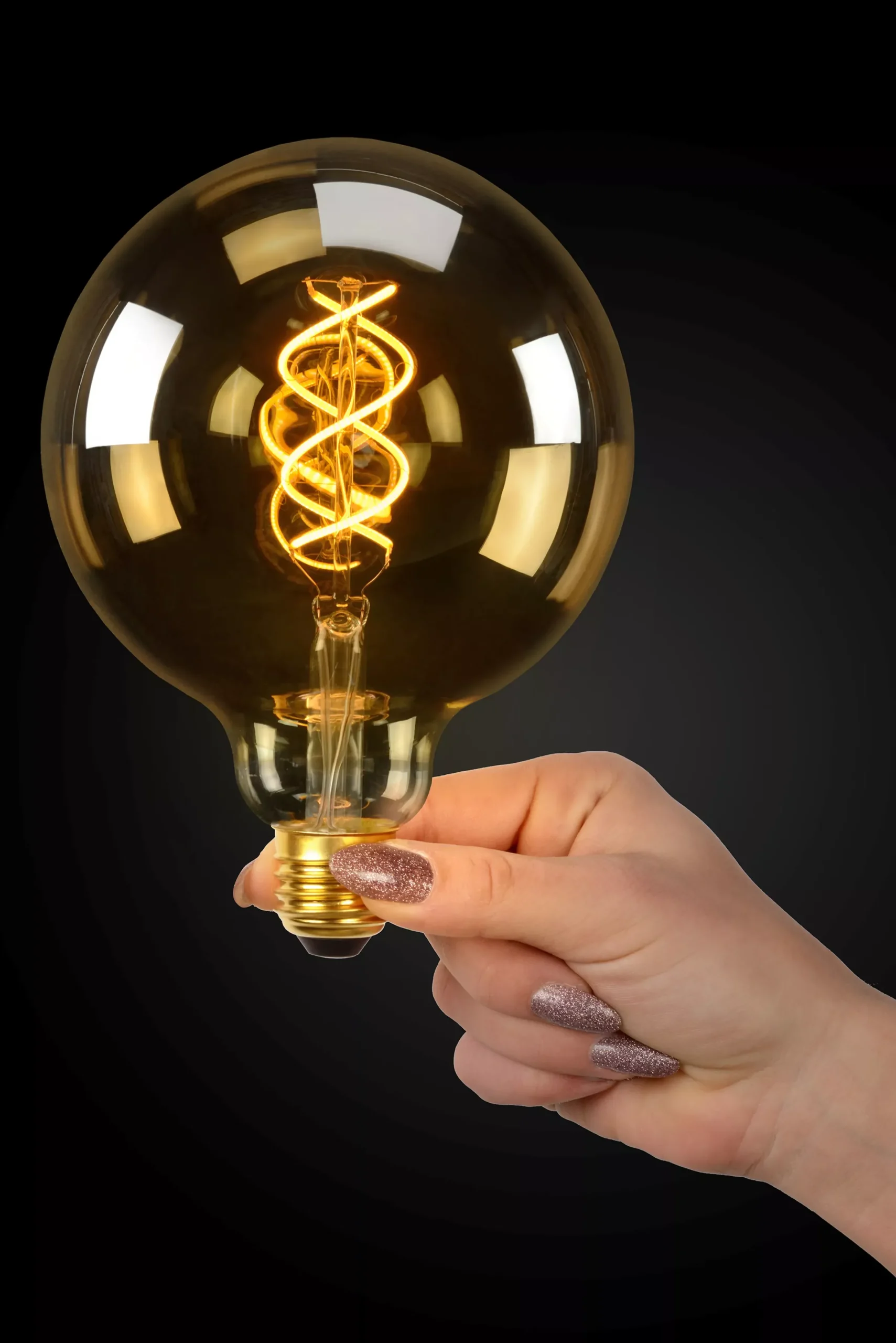 G125 - Filament lamp - Ø 12,5 cm - LED Dimb. - E27 - 1x4,9W 2200K - Amber*Lucide Clearance