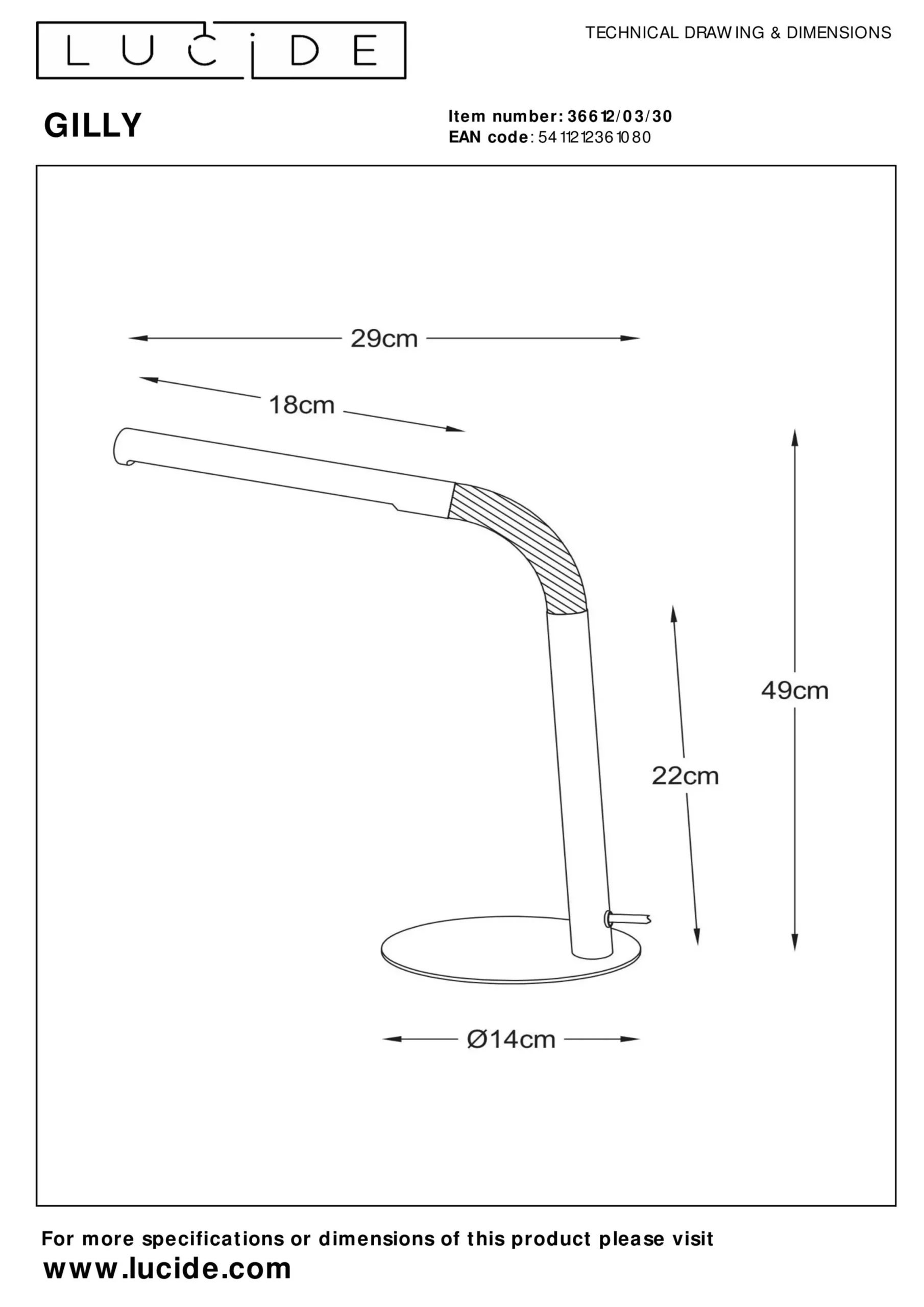 GILLY - Bureaulamp - LED - 1x5W 2700K - Zwart*Lucide Cheap