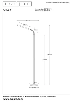 GILLY - Leeslamp - LED - 1x6W 2700K - Zwart*Lucide Cheap