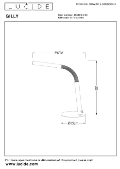 GILLY - Oplaadbare Bureaulamp - Accu/Batterij - LED Dimb. - 1x3W 2700K - Zwart*Lucide Cheap
