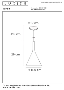 GIPSY - Hanglamp - Ø 16,5 cm - 1xE27 - Wit*Lucide Sale