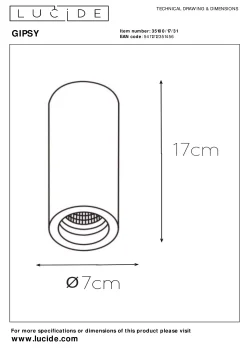 GIPSY - Plafondspot - Ø 7 cm - 1xGU10 - Wit*Lucide Shop
