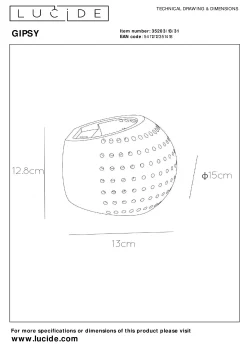 GIPSY - Wandlamp - 1xG9 - Wit*Lucide Store