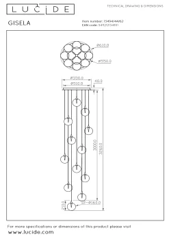 GISELA - Hanglamp - Ø 61 cm - LED Dimb. - 12x3,5W 2700K - Amber*Lucide Hot