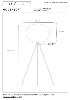 GOOSY SOFT - Vloerlamp - Ø 50 cm - 1xE27 - Wit*Lucide Discount