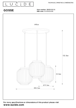 GOSSE - Hanglamp - 3xE27 - Wit*Lucide Hot