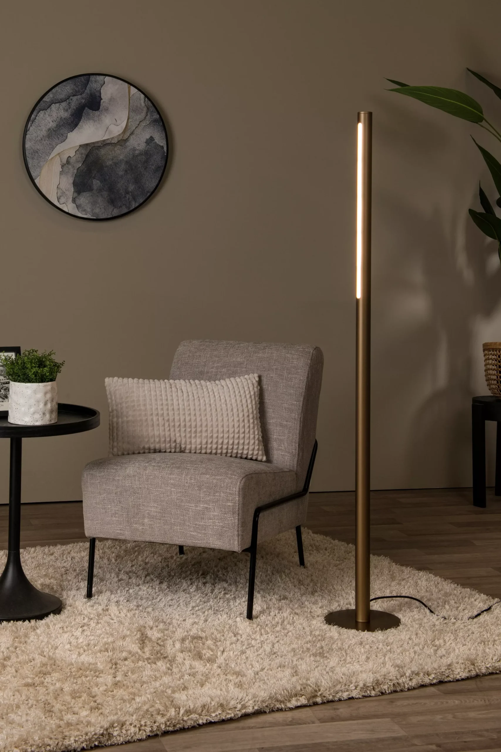 GRIFFITH - Vloerlamp - Ø 21 cm - LED Dimb. - CCT - 1x18W 2700K/4000K - Brons*Lucide Fashion