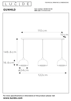 GUNHILD - Hanglamp - 3xE27 - Transparant*Lucide Best