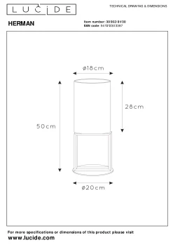 HERMAN - Tafellamp - Ø 20 cm - 1xE27 - Zwart*Lucide Online