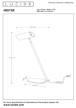 HESTER - Bureaulamp - 1xGU10 - Antraciet*Lucide Store